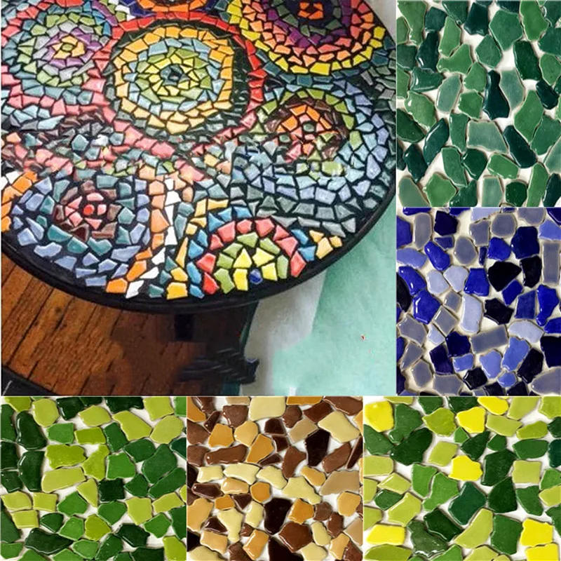 Description Picture 6 of item18oz/510g Polygon Porcelain Mosaic Tiles DIY Craft Ceramic Tile Mosaic Making Materials 1-4cm Length,1~4g/pc,3.5mm Thickness