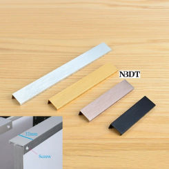 4Pcs Aluminum Alloy Cabinet Cupboard Drawer Finger Pull U L Shaped Door Back Screw Brushed Black Silver Gold Chamgagne