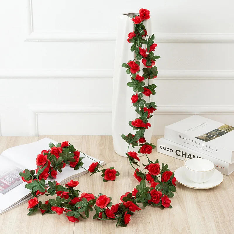 Description Picture 4 of item2.2 Meters Rose Artificial Flowers Christmas Garland for Wedding Home Room Decoration Spring Autumn Garden DIY Fake Plant Vine