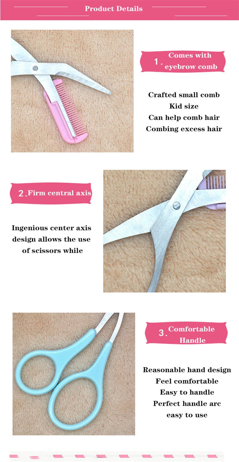 Description Picture 4 of item1pcs Scissors Clips Shaping Eyebrow Razor Grooming Wenkbrauw Beauty Health Eyebrow Trimmer Scissors Comb Eyelash Hair