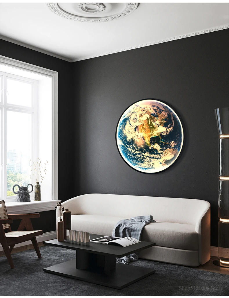 Description Picture 3 of itemDecorative painting with led light Mars wall lamp Nordic Living room decor lighting Bedroom Night light Uranus Mercury Neptune