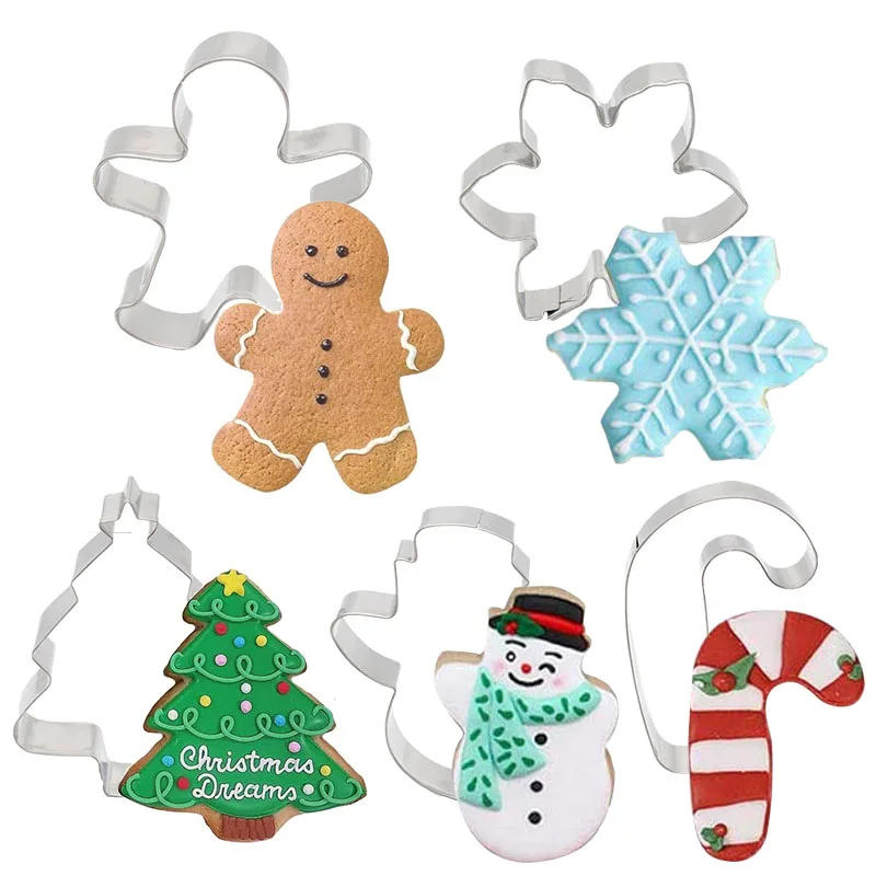Description Picture 4 of item5Pcs/set Christmas Cookie Cutter Gingerbread Xmas Tree Mold Christmas Cake Decoration Tool Navidad Gift DIY Baking Biscuit Mould