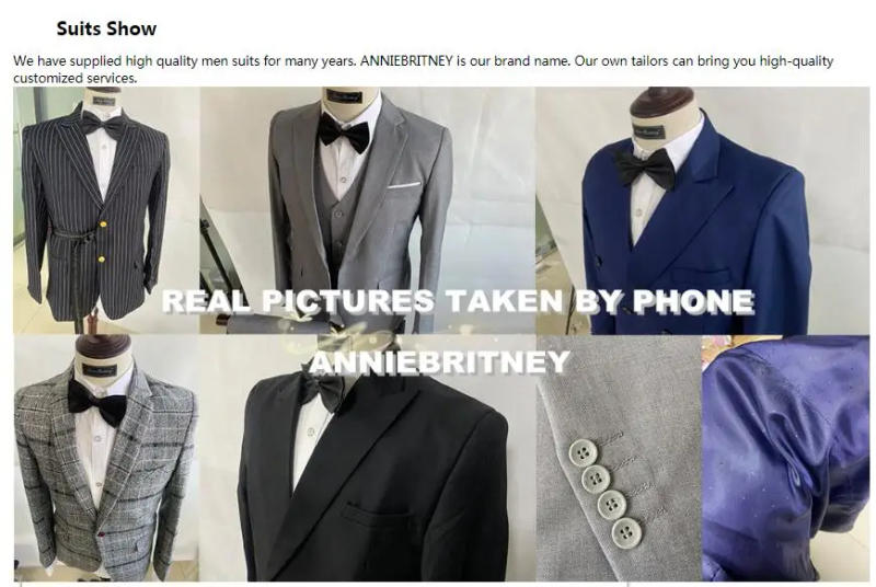 Description Picture 3 of itemCustom Grey Coat Navy Blue Vest Pant Fashion Wedding Suits Men Formal Slim Fit Groom Prom Tailcoat Tailor Made Man Blazer Tuxedo