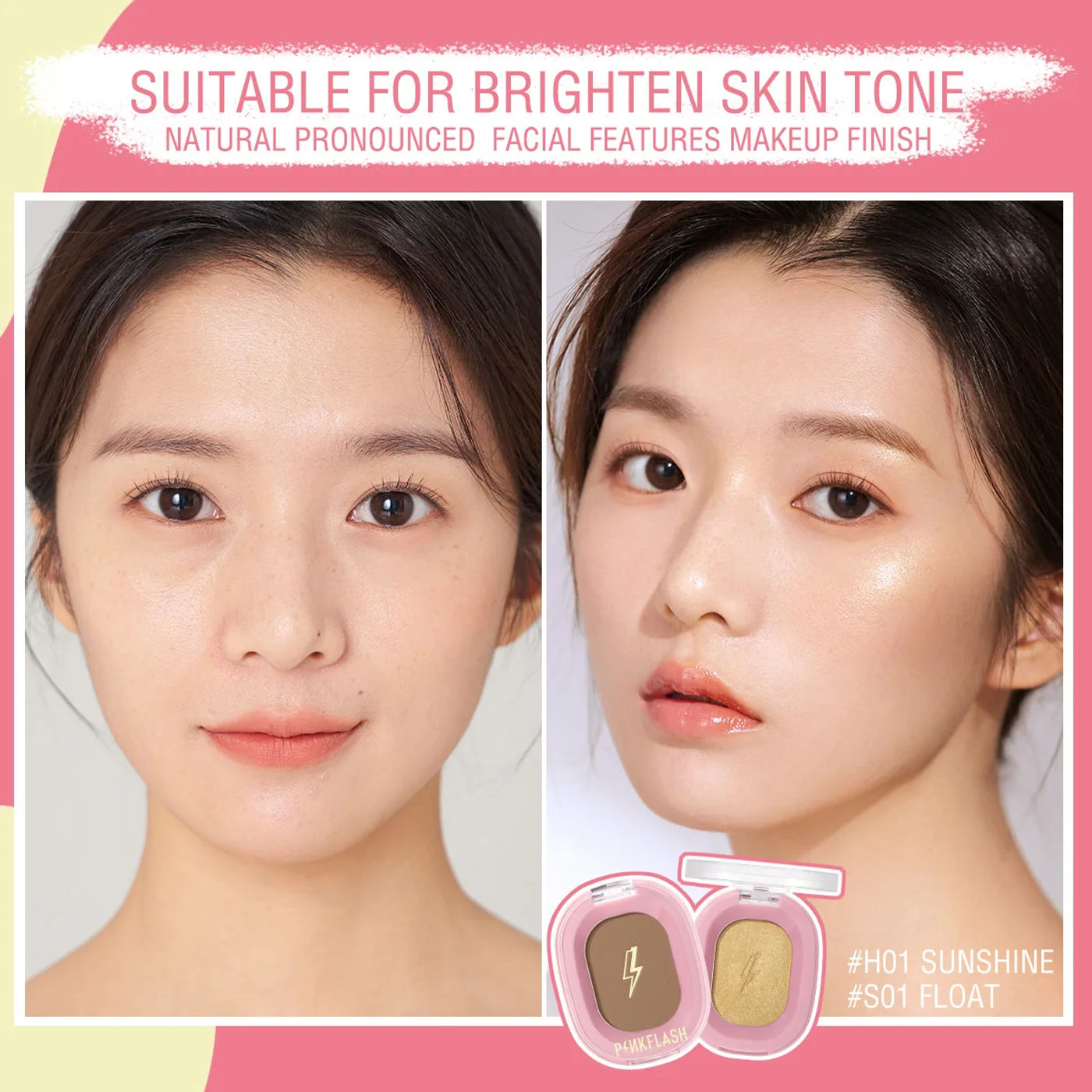 Description Picture 6 of itemPINKFLASH Makeup Highlighter Matte Contour Powder Shimmer Highlighters Long Lasting Face Bronzer Beauty Highlight Palette