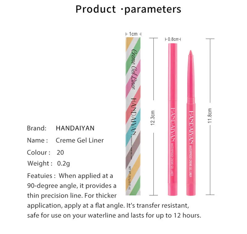 Description Picture 5 of item20 Color Matte Eyeliner Waterproof Lasting Creme Gel Liner Easy To Use Rotatable Eyeliner Colorful Eye Liner Eye Makeup Tools