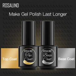ROSALIND Base Coat & Top Coat Set 7ML Gel Nail Polish Soak Off Long Lasting UV LED Nail Gel Lacquer Foundation For Manicure