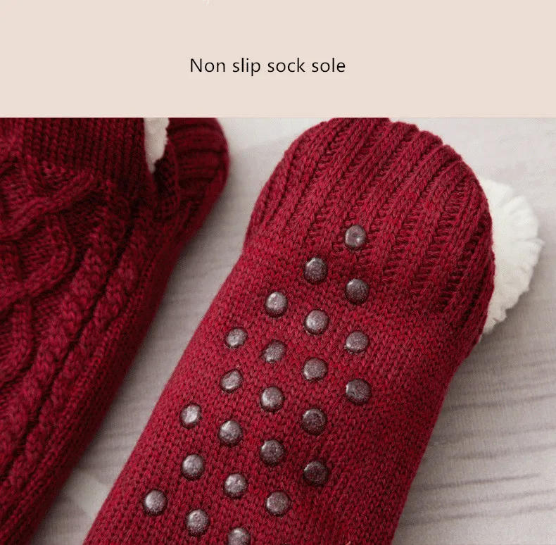 Description Picture 6 of itemWinter Woolen Socks Women Thicken Warm Home Bedroom Socks Slippers Men Non-slip Foot Warmer Snow Socks Calcetines Mujer