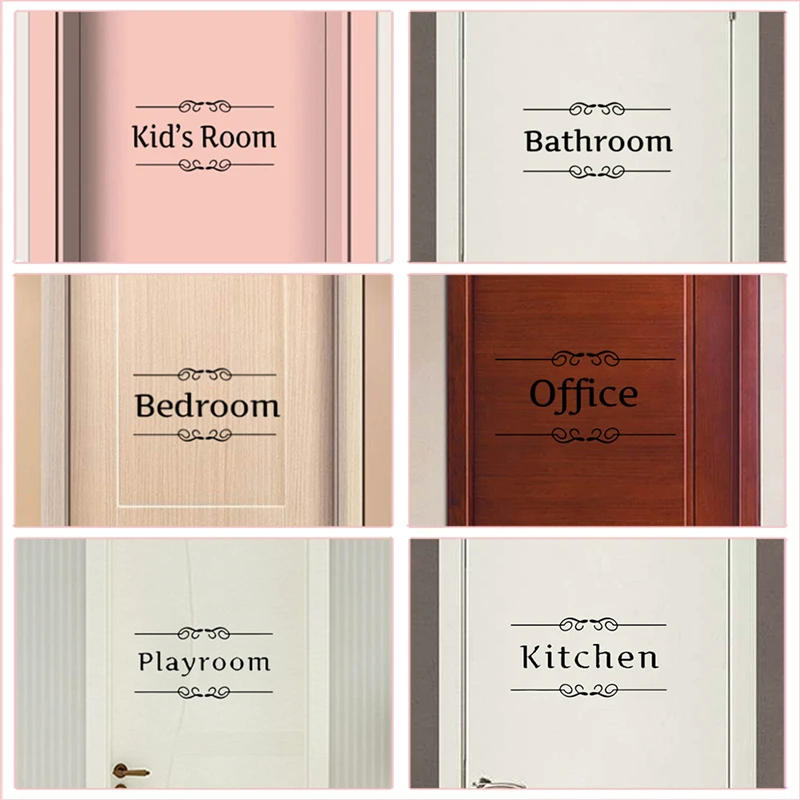 Description Picture 2 of itemKitchen Bathroom Bedroom Playroom Office Toilet Entrance Sign Door Stickers For Home Decoration Diy Vinyl Wall Art Quotes Decals
