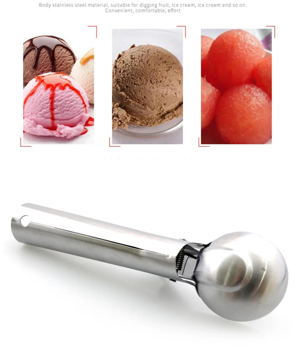 Description Picture 6 of itemIce Cream Spoon Scoops Stacked Stainless Steel Digger Fruit Non-Stick Spoon Kitchen Tools for Home Cake Gold Kitchen Utensils