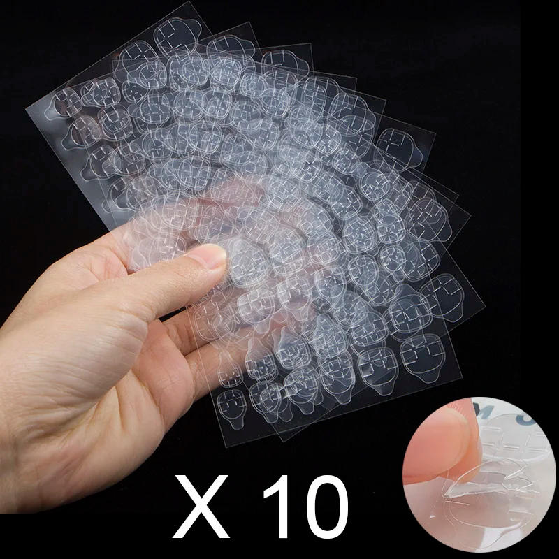 Description Picture 3 of item10 Sheets Transparent Toenails Adhesive Glue Decals Jelly Double Sided Tape For False Fake Nail Tips Art Stickers Decoration