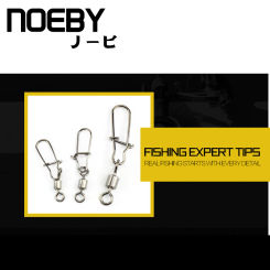 NOEBY-Fishing Lure Tackle, Bearing Rolling Swivel, High-Carbon Steel, Snap Fishhook Connector Tools, 12Pcs
