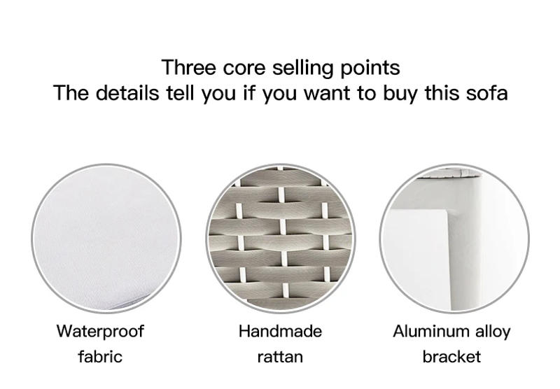 Description Picture 5 of itemRattan Outdoor Sofa Waterproof Corner Creative Furniture For Garden Courtyard Villa Model Terrace Sun Lounger White Simple Couch