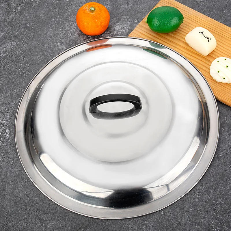 Description Picture 2 of itemFlat cover wok lid colver Cookware Round Stainless Steel Glass Lid For Frying Pan Cooking Pot Wok With Knob Kitchen food lid