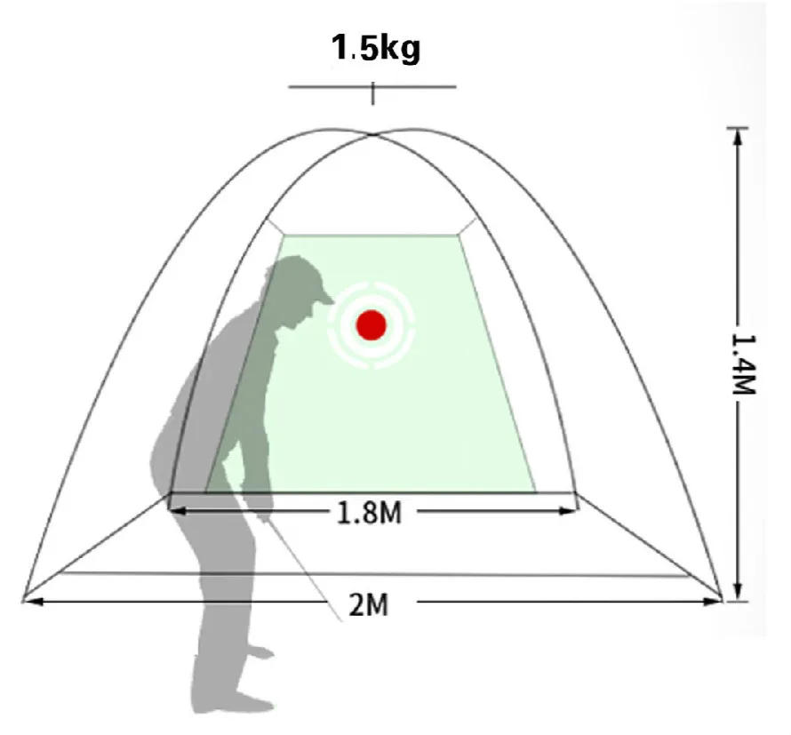 Description Picture 4 of itemGolf Practice Net Golf Hitting Cage Indoor 2M Golf Practice Net Tent Garden Grassland Practice Tent Outdoor Golf Training Swing
