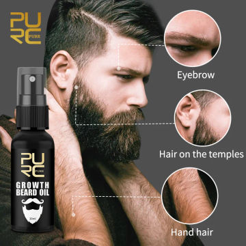 PURC Beard Growth Oil For Men Natural Growth Fast Thicker Anti Hair Loss Products Beard Care Spray Essential Oil Beauty Health