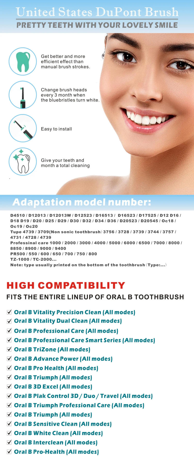 Description Picture 2 of item4/7pcs New Style EB17 Replacement Brush Heads/Nozzles For Oral B Electric Toothbrush Advance Power/Pro Health/3D Excel Precision