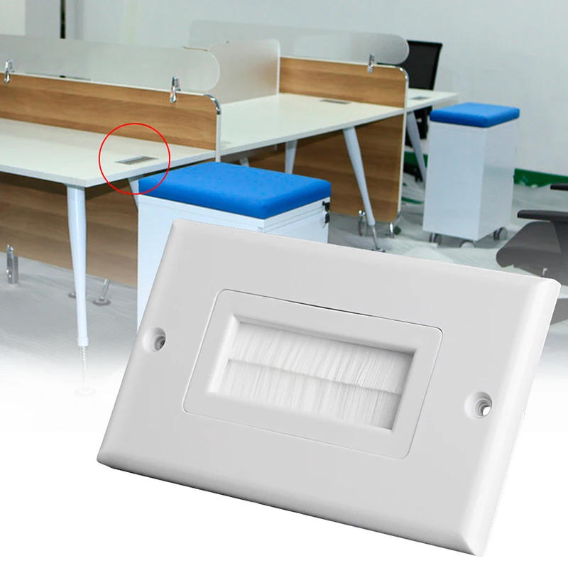Description Picture 3 of item1 Single Gang Bristles Brush Wall Plate Port Insert Cover Outlet Mount Panel B03E