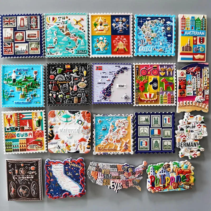 Description Picture 2 of itemWorld Tourism Fridge Magnets Japan USA Australia Philippines Holland Spain Netherlands Sweden Malaysia Refrigerator Stickers