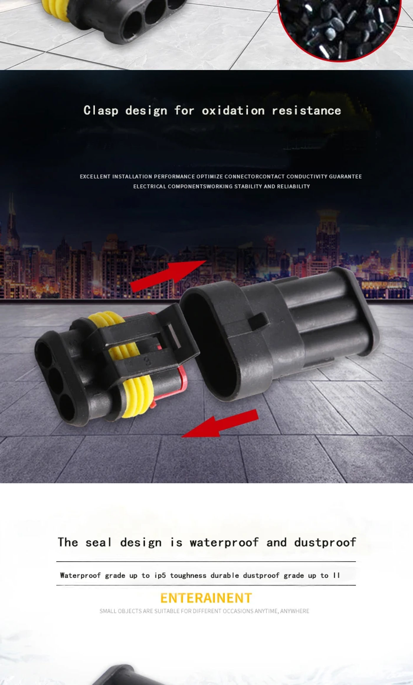 Description Picture 4 of item5 Sets 2 Pin 1.5mm Connectors,DJ7021-1.5 Waterproof Electrical Wire Connector Plug, Xenon lamp connector Automobile Connectors