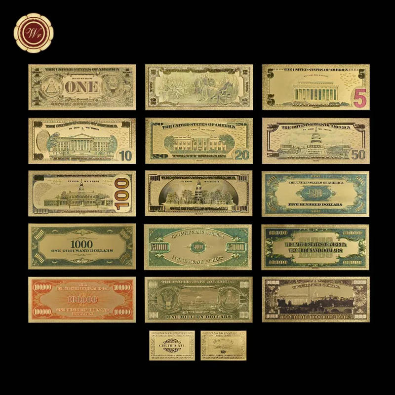 Description Picture 6 of item24k Colour Gold Banknote Rare America Set 1899&1901 Edition Paper Money Plated Colour Gold Paper Collection Business Gift