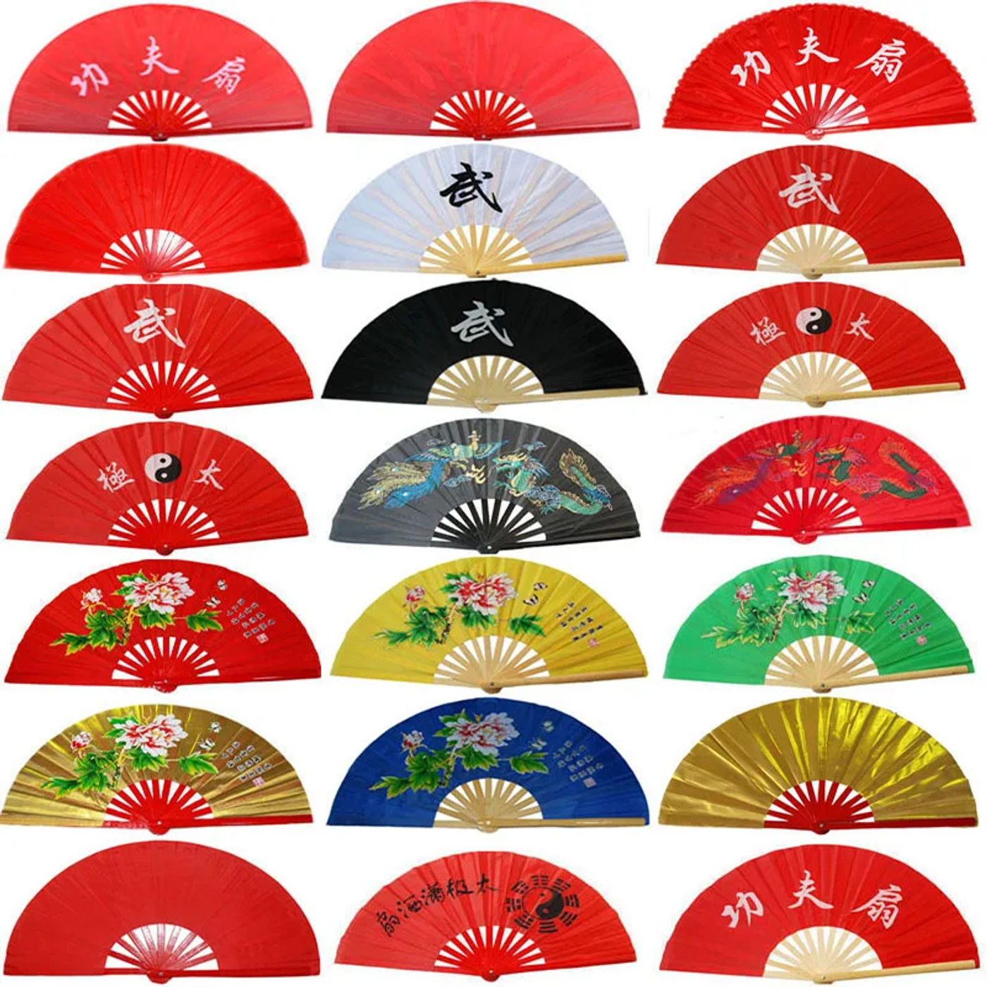 Description Picture 2 of itemFolding Chinese Kung Fu Fan Bamboo Tai Chi Martial Arts Fan Kung Fu Performance Dance Two Dragons Fans Wushu China Traditional