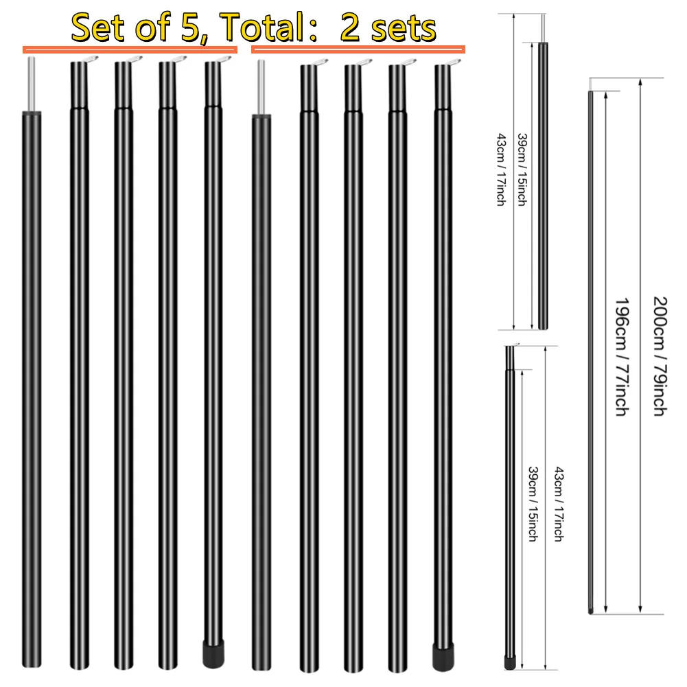 Description Picture 2 of item2PC 195CM  Awning Poles Strength Aluminum Tent Pole And 4PC Strong Suction Cup Anchor Outdoor Canopy Tent Shade Awning Accessori