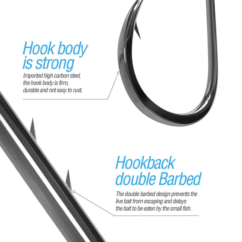 Description Picture 4 of item50pcs/lot Sharp Long Shank Barbed Fishing Hook Sea Worm Carp Single Circle Hook Set Fishing Accessories Anti-rust Fishhooks