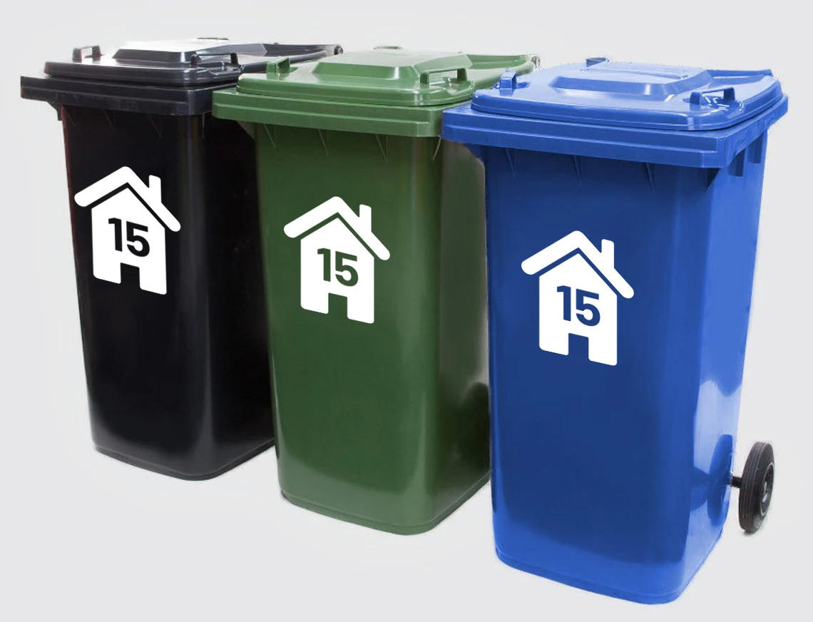 Description Picture 3 of item4Pcs Personalized Wheelie Bin  Rubbish Trash Can Container  House Number Stickers Decal Vinyl Garage Home Decor
