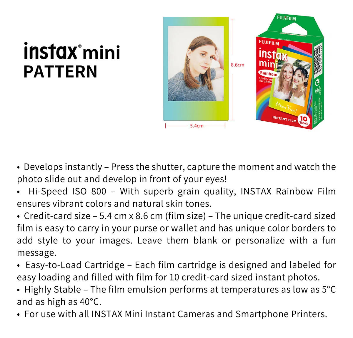Description Picture 2 of itemOrigin Fujifilm Instax Mini Film 10-100 Sheets Photo Paper for Fuji Instant Film Cameras Instax Mini11 12 8 9 90 Link Liplay EVO