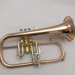 New Bb Flugelhorn Gold Phosphorus & Copper Flugelhorn Musical Instruments with Case Mouthpiece