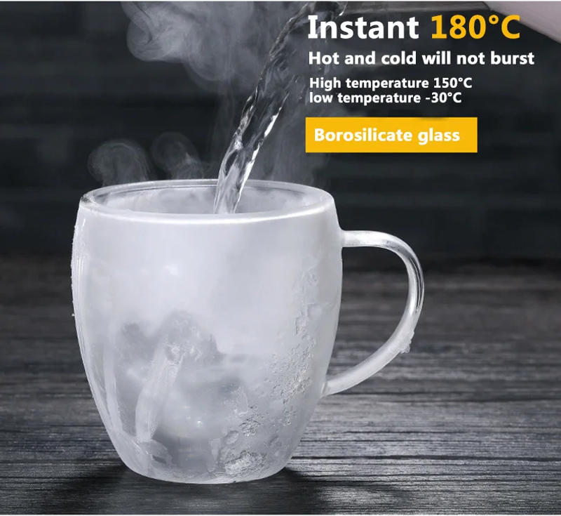 Description Picture 4 of itemDouble Bottom Wall Glass Coffee Cup Whiskey Tea Thermal Heat Resistant Cocktail Vodka Shot Wine Mug Drinkware Tumbler Set