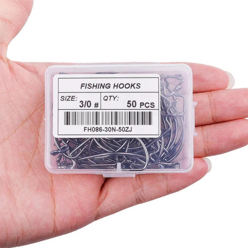 Description Picture 6 of item10pc/ Box Fishing Hook Set Wide Crank Hook Offset Fishhook for Soft Worm Lure Fish Barbed Hook carp Fishing Hooks Tackle