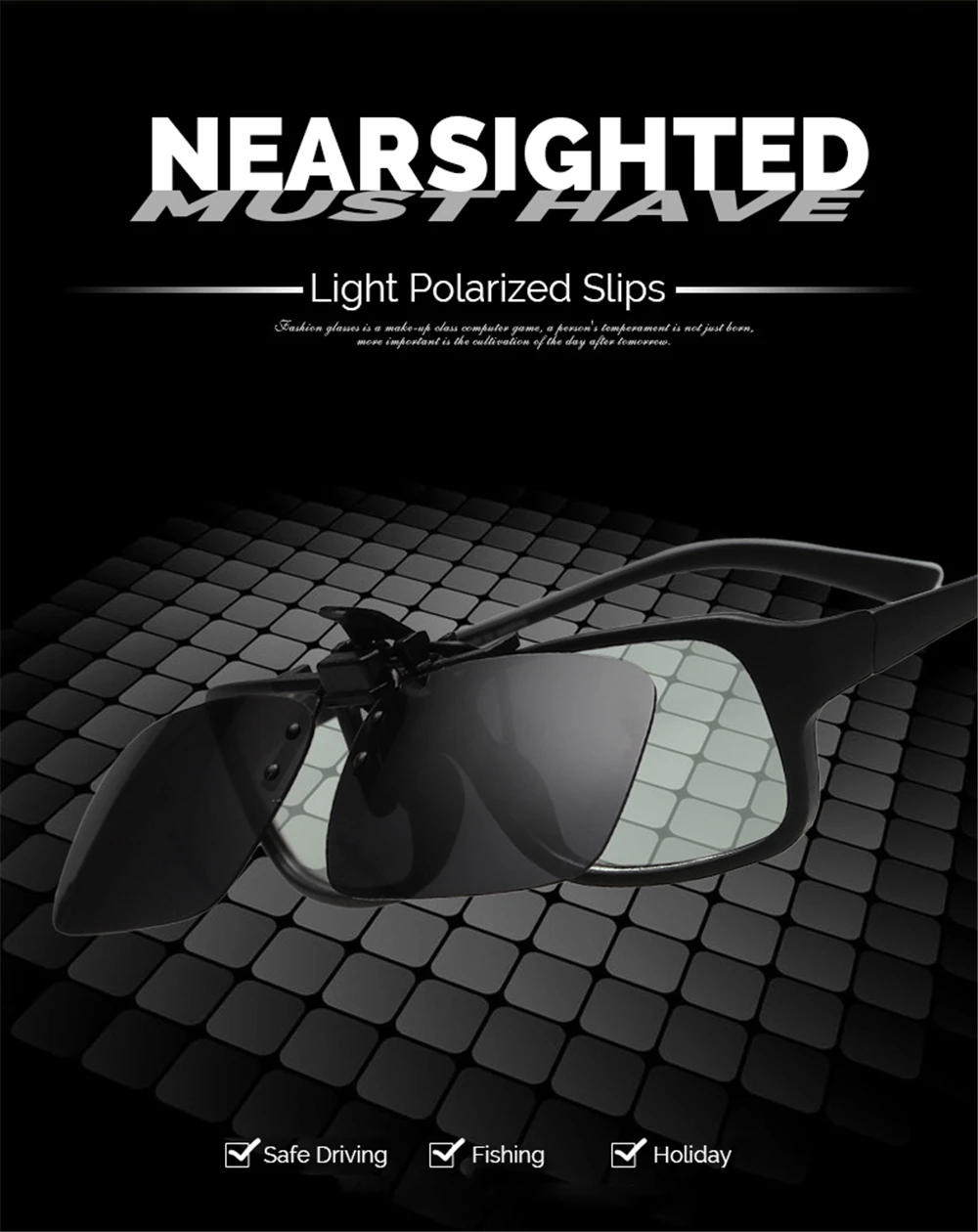 Description Picture 2 of itemMen Polarized Flip up Clip on Fishing Sunglasses for Driving 2025 Night Vision Yellow Women Square Sun Glasses with Clips