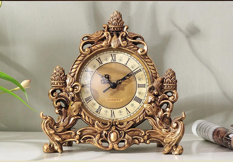 Description Picture 5 of itemEuropean Style Retro Clock Desk & Table Analog Clock Battery Operated with Silent Sweep Mechanism, Decoration Clock for Home