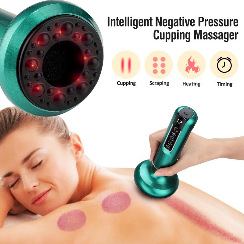 Description Picture 2 of itemElectric Cupping Massager Vacuum Suction Cup GuaSha Anti Cellulite Beauty Health Scraping Device Infrared Heat Slimming Massager
