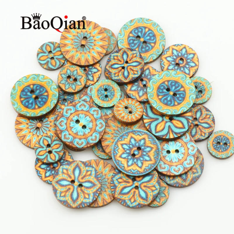 Description Picture 5 of item50pcs 15/20/25mm Natural Wooden Round Painted Sewing Button For Clothing Decoration Scrapbook Diy Home Sewing Accessories