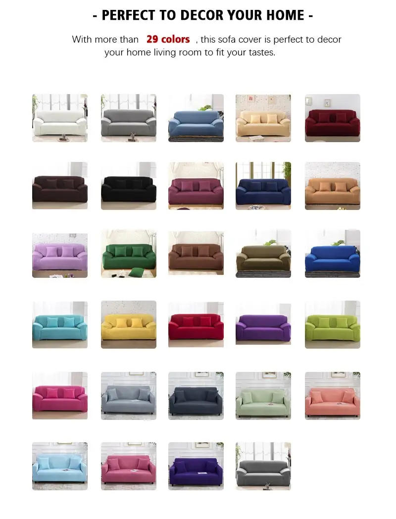 Description Picture 5 of itemElastic Plain Solid Sofa Cover Stretch Tight Wrap All-inclusive Sofa Cover for Living Room funda sofa Couch Cover ArmChair Cover