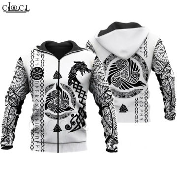 CLOOCL Viking Warrior Tattoo 3D Print Shirts Casual Fashion Hoodies Sweatshirt Zipper Man Women Satan Tattoo Tops