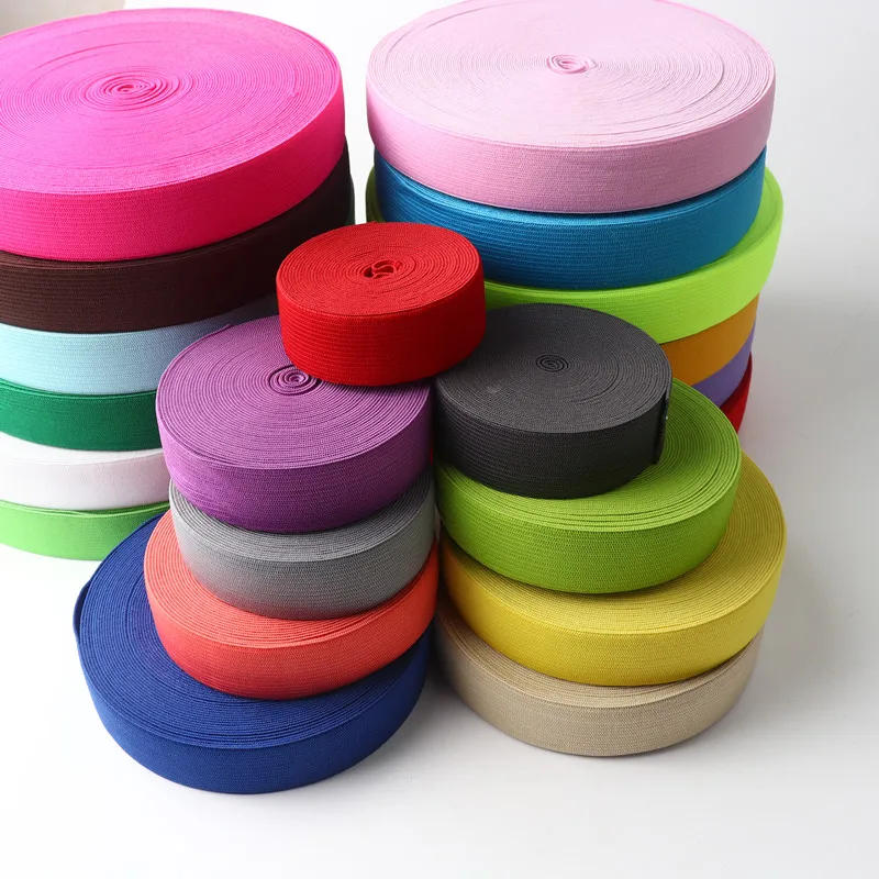 Description Picture 3 of item25Mm Color Elastic Band Thick Flat Braided Soft Rubber Spandex Webbing Sewing Lace Decorative Belt Clothing Accessories 1M