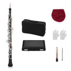 Professional Oboe C Key Semi-automatic Style Silver-plated Key Woodwind Instrument with Full Set Accessories for Player Beginner