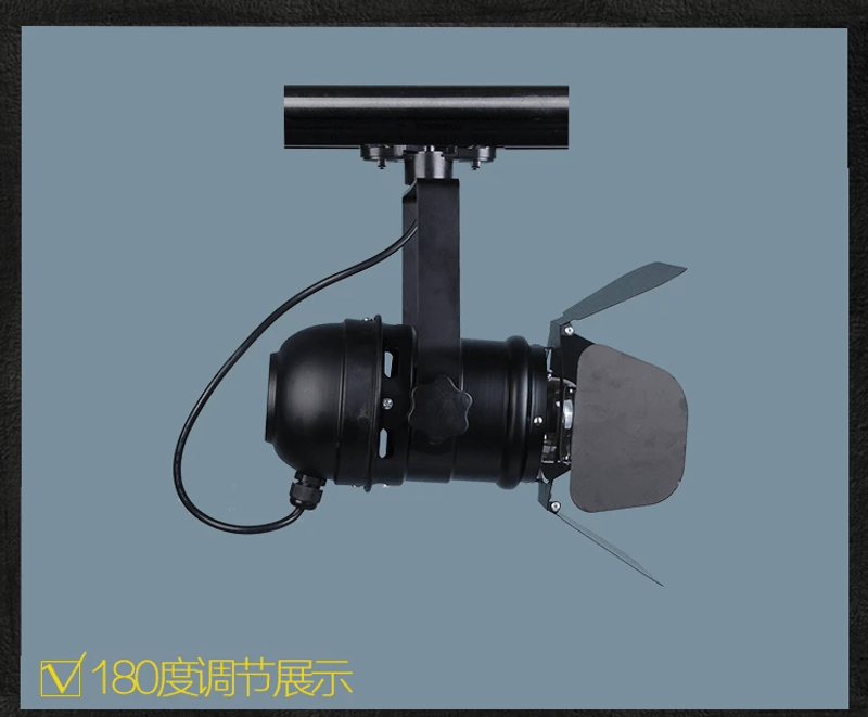 Description Picture 3 of itemVintage E27 Track Light Loft Industrial Spotlight Rail Light Black Track Lamp For Barn Door Clothes Store Shop Lighting Fixtures
