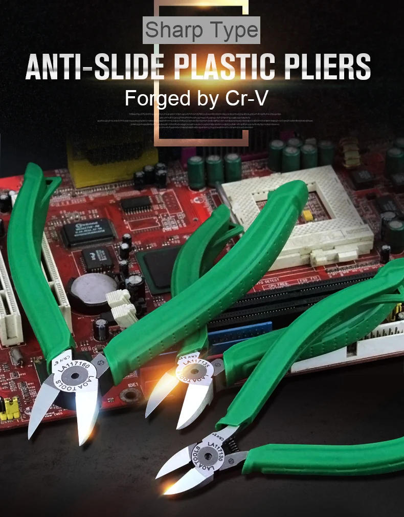 Description Picture 2 of itemLAOA 5 6 Inch Cr-V Plastic Pliers Diagonal Pliers Mini Electronic Wire Stripping Tool Side Cutter Cable Nipper DIY Repair