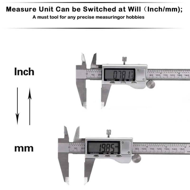 Description Picture 4 of itemESPLB Stainless Steel Caliper Electronic LCD Digital Vernier Scale Caliper 6 inch 6'' 150mm Measuring Tool Calipers