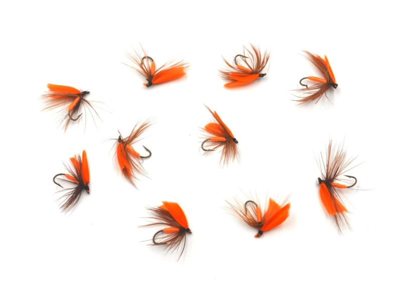 Description Picture 6 of itemMNFT 10PCS Orange Fairy Little Fly Bait Freshwater Fly Fishing Trout Lure 12# Dry Hook Fly Lures