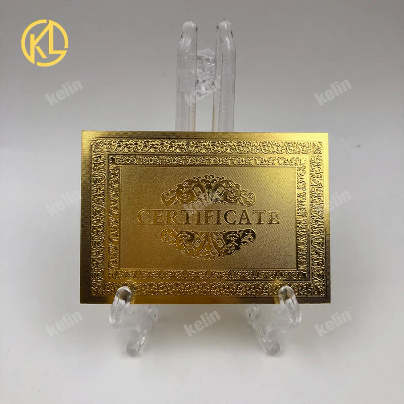 Description Picture 3 of item50 pcs or 100pcs Plastic Material Full Gold Plated Stone Certificate of Authenticity for banknote or Coin