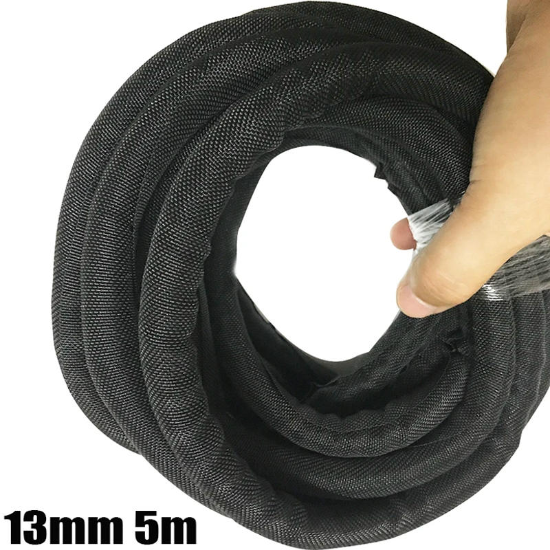 Description Picture 4 of item5Meters Black Nylon Sleeve Wrap Braided Cable Sleeve 19mm 25mm 32mm 38mm 50mm Textile General Wire for Pipe Wire Protection