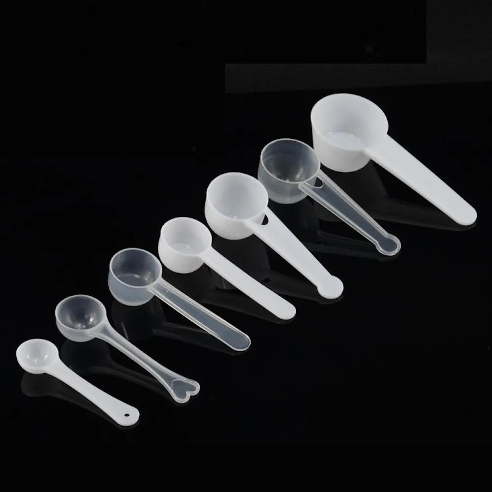 Description Picture 2 of item100pcs Disposable Plastic Measuring Spoons for Powder 1g 2g 2.5g 3g 4g 5g 6g 7.5g 10g 12g 15g 20g 25g 30g 35g  / 2ml-70ml