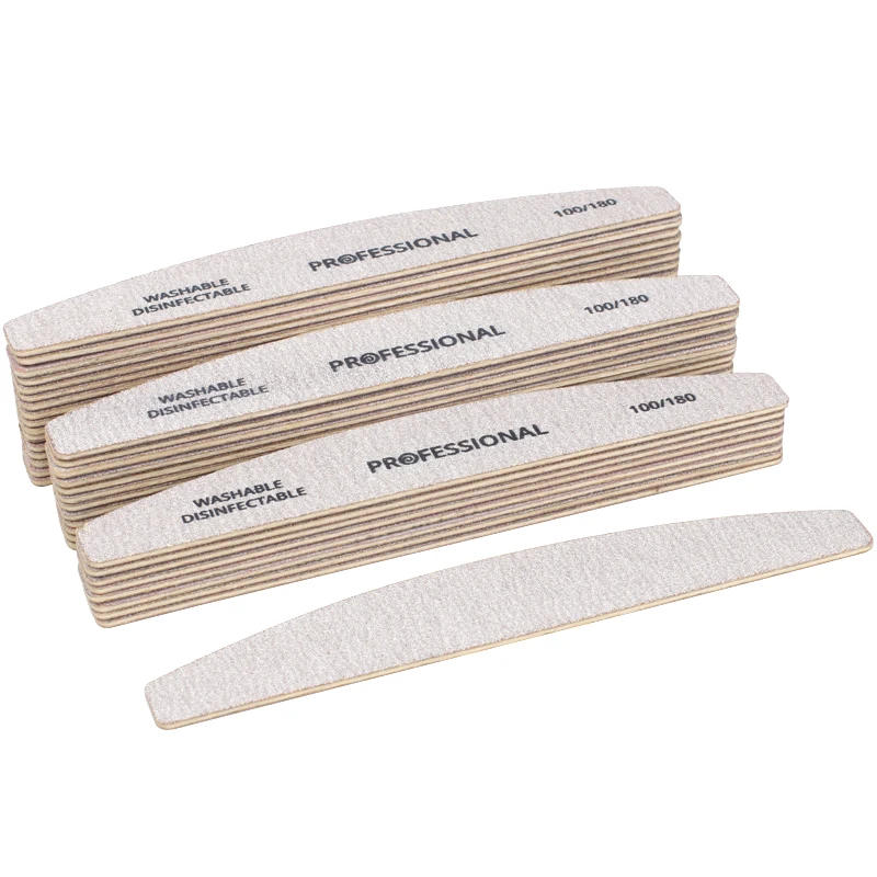 Description Picture 6 of item10pcs/Lot Wooden Nail Files Professional Nail Buffer 100/180 limas manicura Block Grey Boat Gel Polishing Wood Sanding Nail File