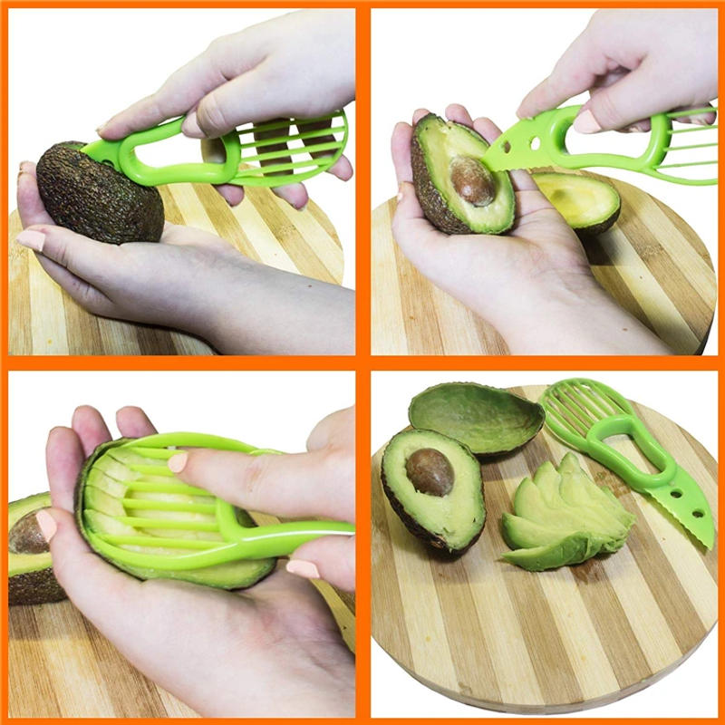Description Picture 5 of itemLMETJMA 3 in 1 Avocado Slicer PP Avocado Slicer and Pitter Avocado Peeler Cutter Skinner and Corer Fruit Tools KC0128