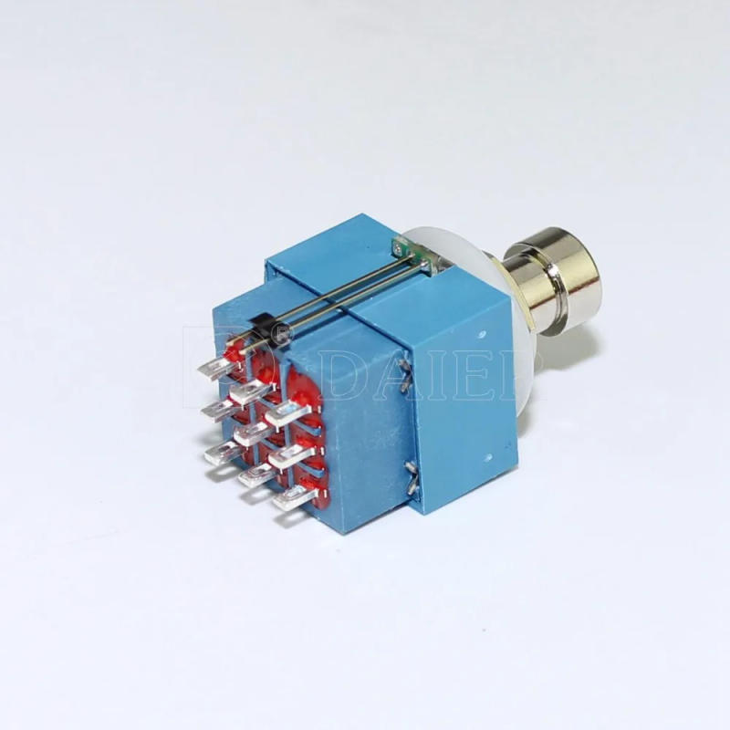 Description Picture 6 of item10PCS Foot Switches 4A 125VAC/30VDC 2A 250V Push Button Switch Latching 9 Pin 3PDT ON-ON Red Blue Green LED With Solder Terminal